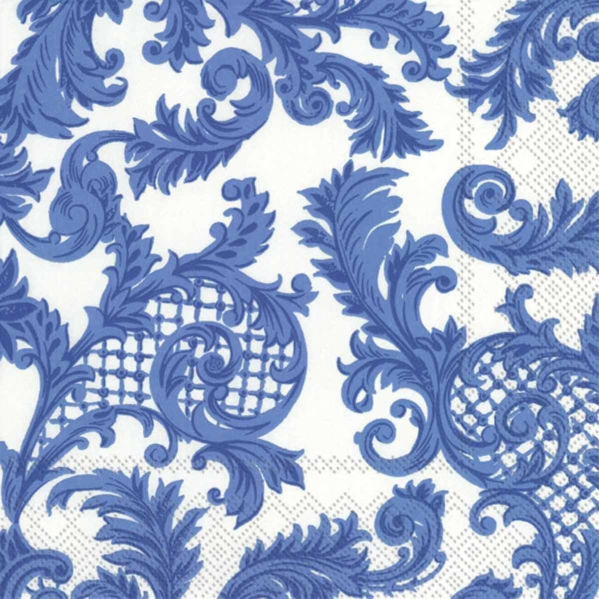 20 Count Boston International 3-Ply Paper Lunch Napkins, Blue Sans Souci
