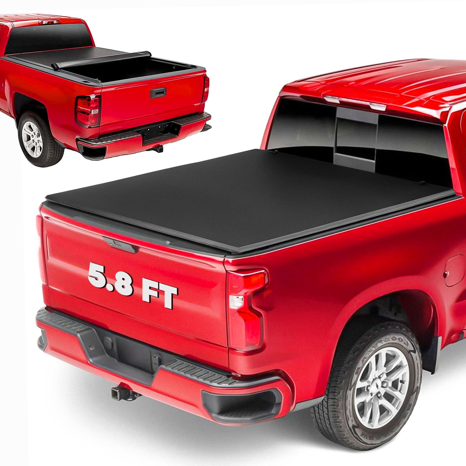 5.8ft Soft Tonneau Cover for Chevy/GMC Silverado Sierra 1500 2019‑2026