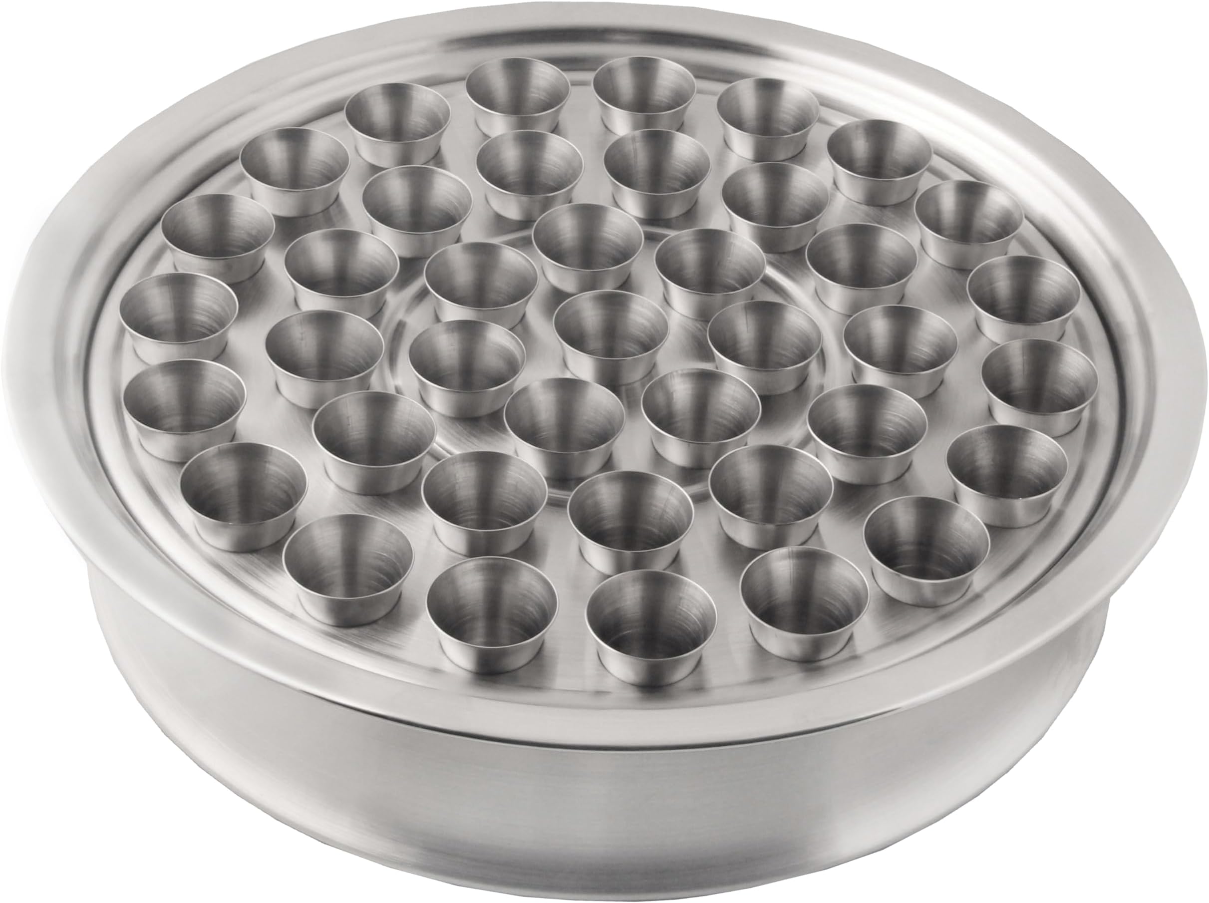 Communion Ware Holy Wine Serving Tray with 40 Cups - Stainless Steel (Matte)
