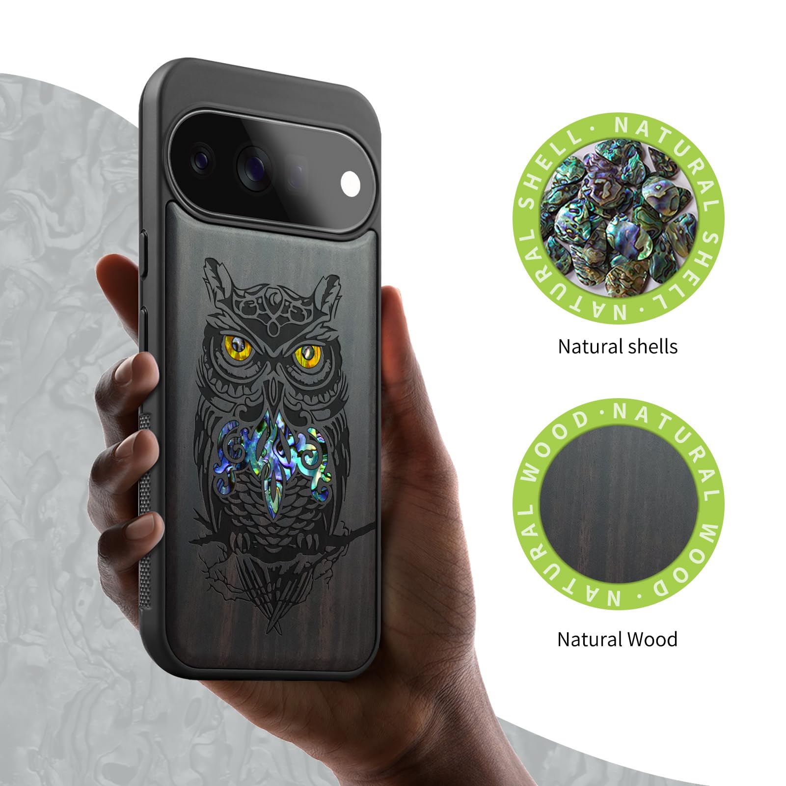 Carveit Madera Funda para Google Pixel 11 (Oscura-Elegancia Nocturna)