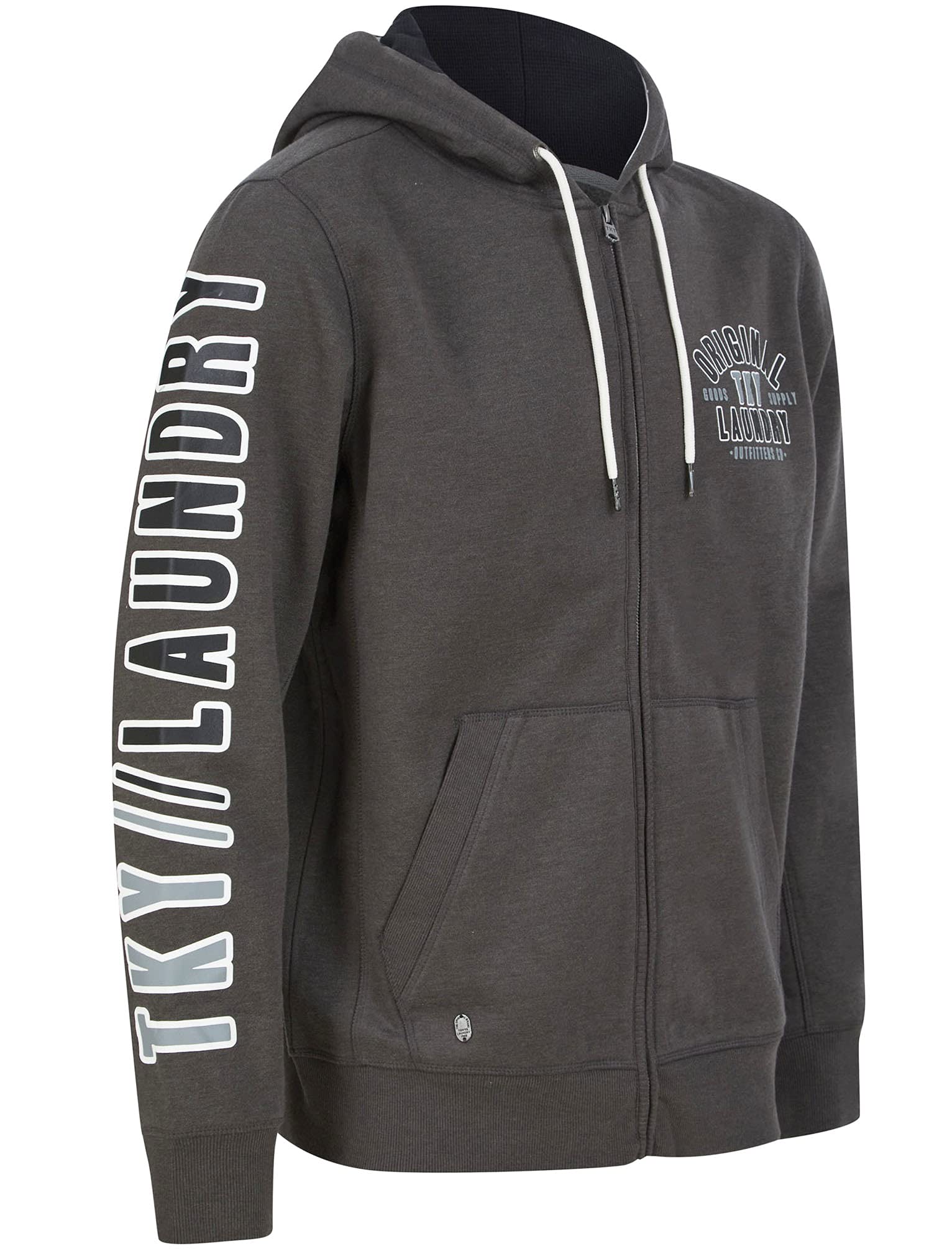 Tokyo Laundry Men's Spark Zip Through Hooded Top - Eiffel Tower Grey - S