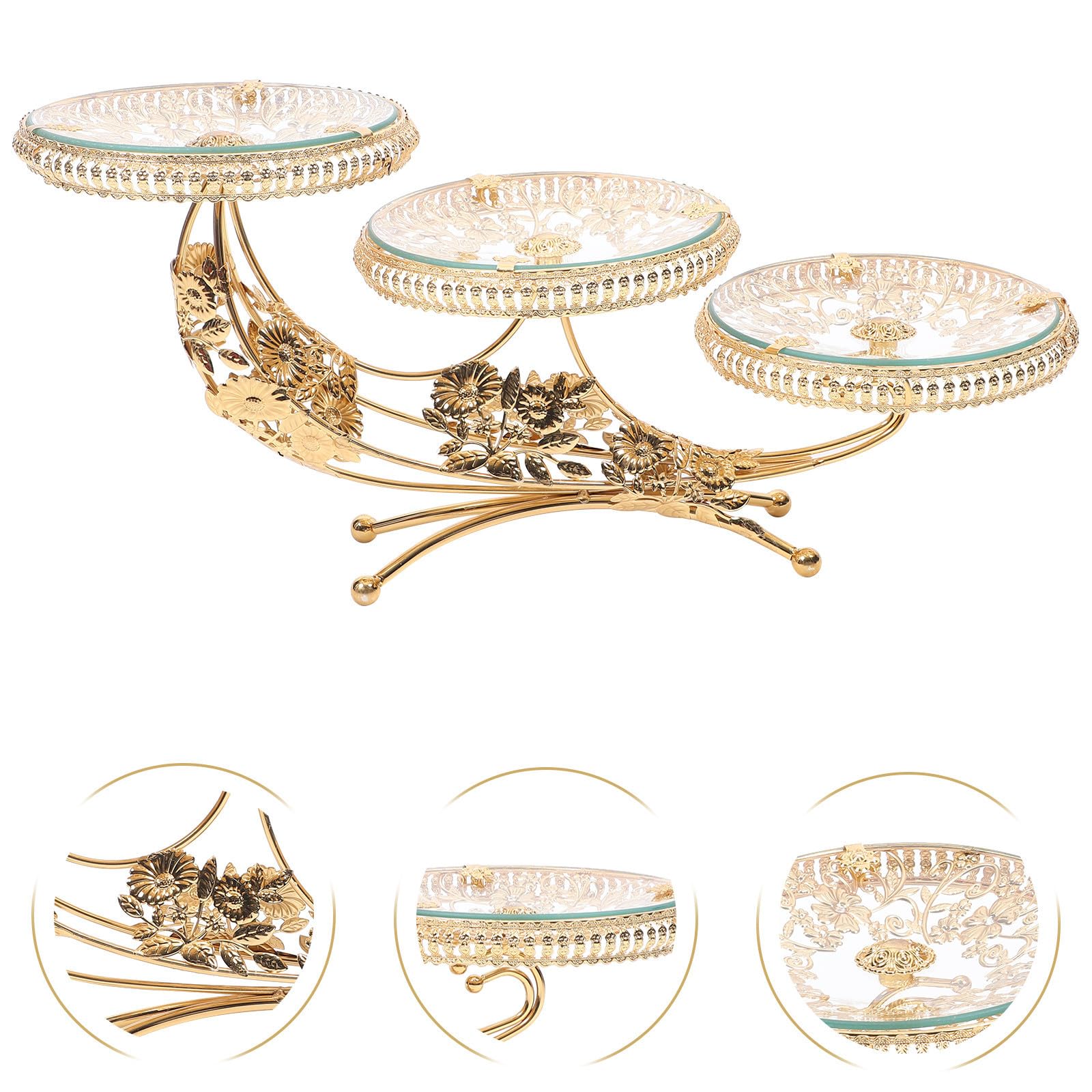 Gadpiparty Vassoio Portafrutta in Vetro Cristallo Oro Design Elegante e Stile Semplice, Aiuto Cucina per Feste e Ristoranti, Piatto Decorativo per Dolci