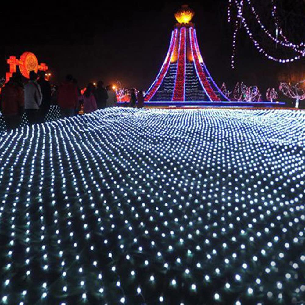 Leds Guirnaldas Neta Luz, Impermeable de luz de Red Alimentado Energía Solar, Recargable Malla Cortina Luce de Iluminación para Navidad Decoración Interior Exterior