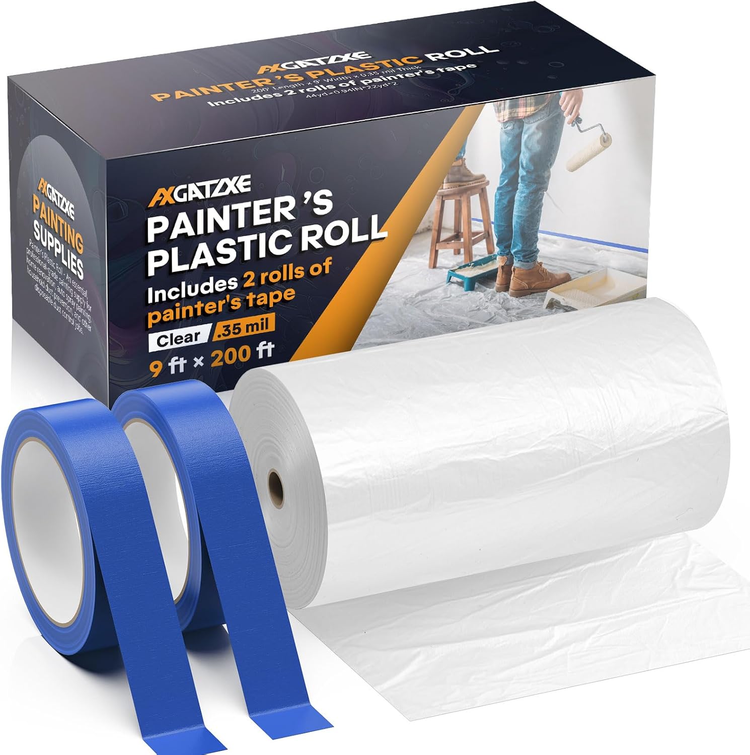 200′ x 9′ Plastic Drop Cloths & Painter’s Tape for Home Painting 200′ x 9′ Plastic Drop Cloths & Painter’s Tape for Home Painting