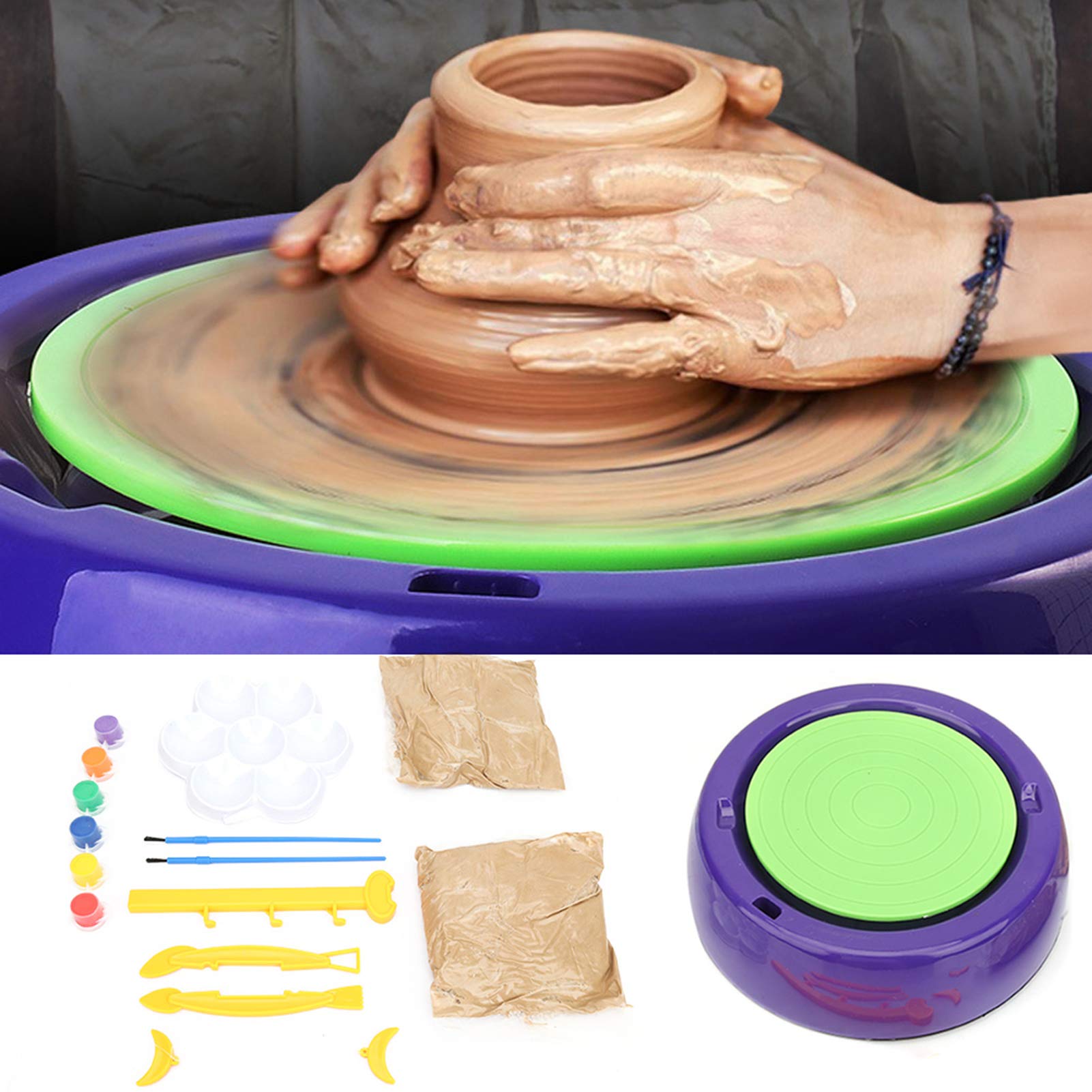 Electric Pottery Wheel Machine, Children Diy Arts & Crafts Ceramic Pottery Set, Nhance Parent-Child Interaction for Clay Art Craft Electric Pottery Wheel