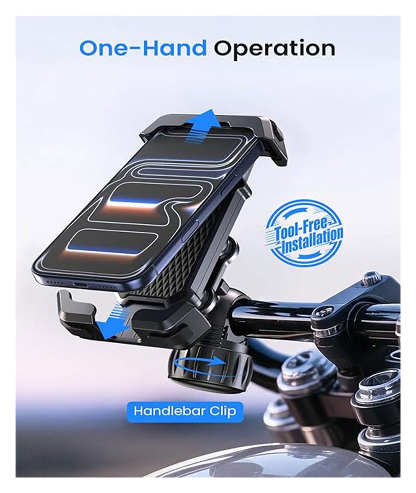 Generico Supporto universale for telefono da moto anti-vibrazione - Supporto da manubrio regolabile a 360° for tutti gli smartphone