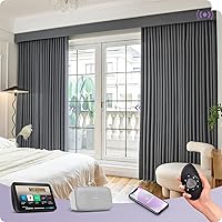 Vista 22 de Graywind Cortinas inteligentes cableadas compatibles con Alexa Google, control remoto motorizado para puerta corrediza de un solo sentido