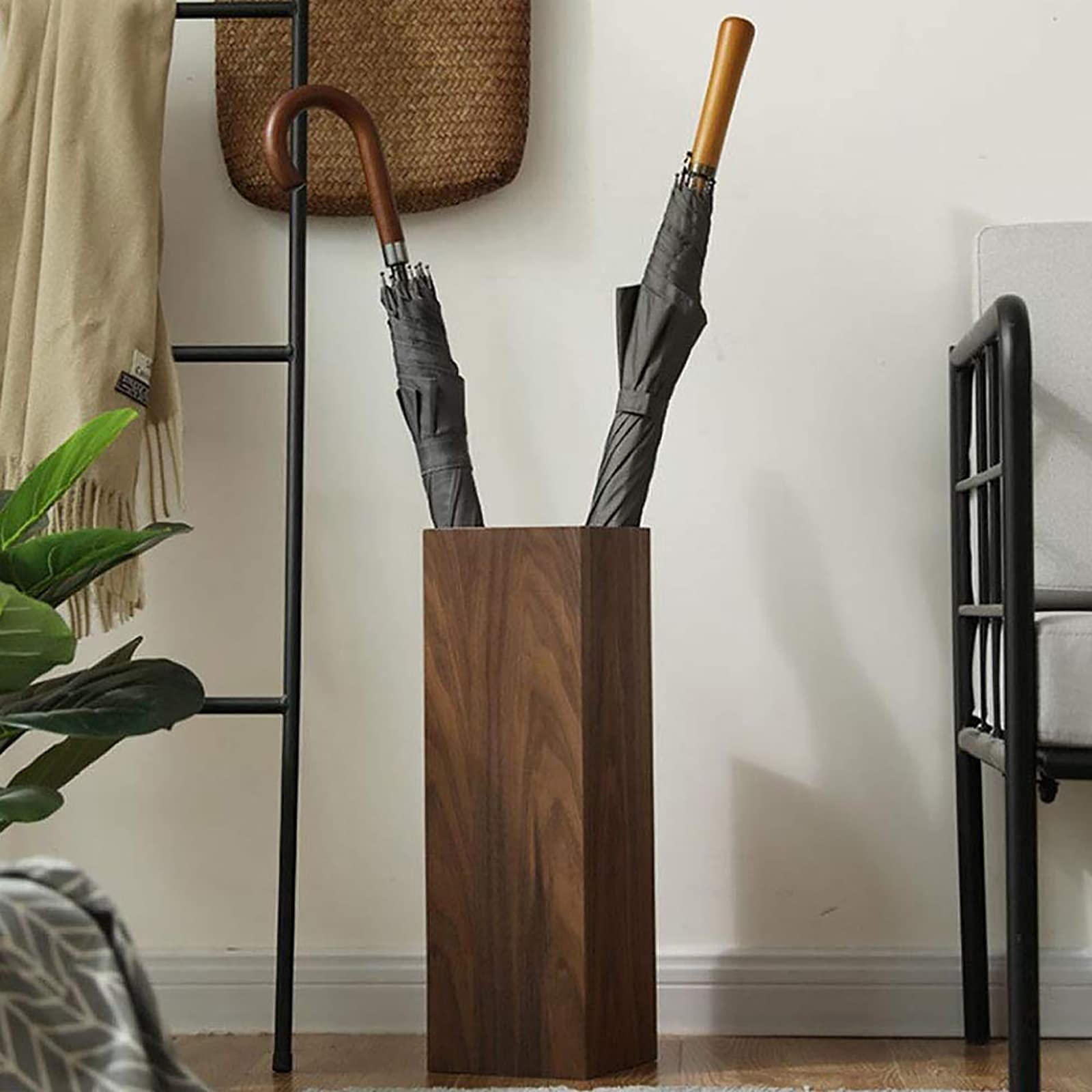Porte-Parapluies En Bois Avec Bac à Eau Amovible - Range Parapluies Et Cannes Pour Entrée 50cm