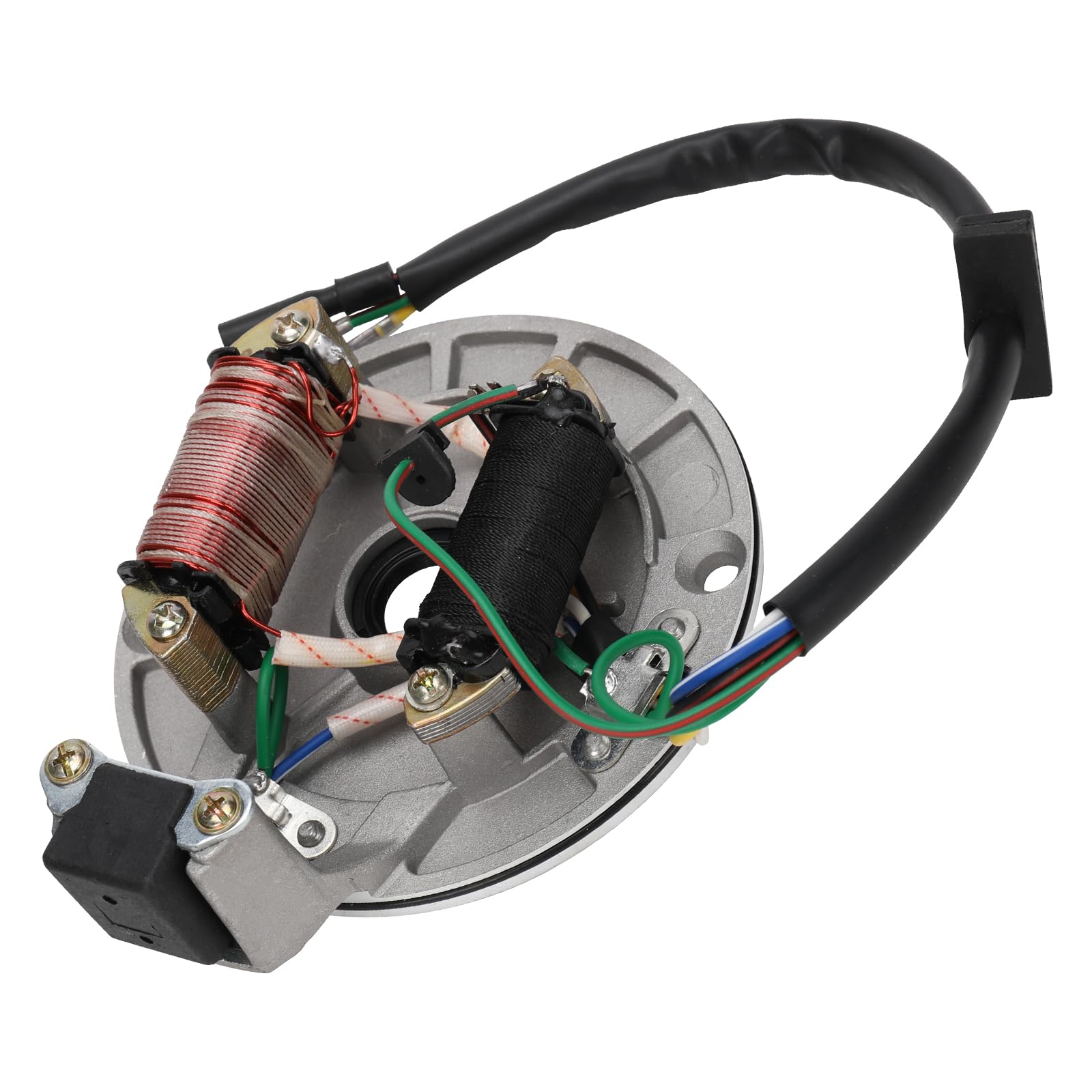 Bobina de Encendido CDI Bujía Cable Arnés Magneto Estator Kit, Magneto Estator Eléctrico Arnés de Cableado Relé Solenoide para 50cc -140cc Kick Start Dirt Pit Bike ATV