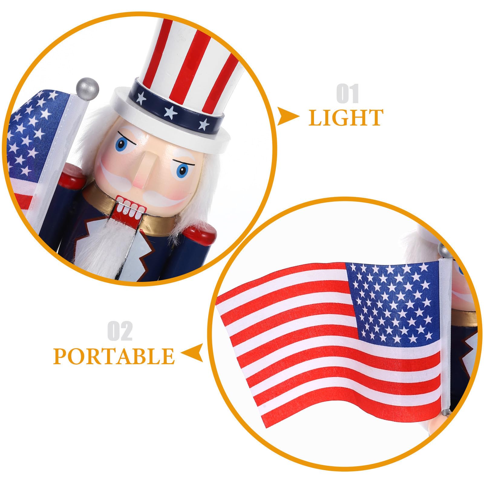 jojofuny Patriotischer Nussknacker Soldatenfigur 38cm mit Beweglichem Mund und Usa Flagge Traditionelle Weihnachtsdeko für Fensterbank und Regal
