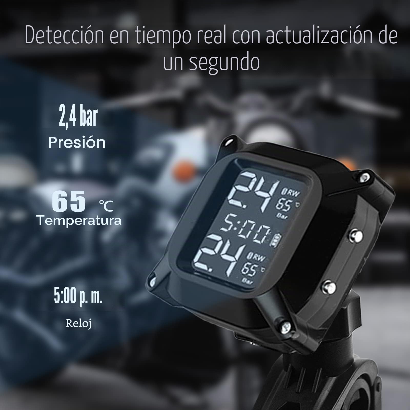 Monitoreo de Presión de Neumáticos,Kikuo Tpms Sistema de Monitoreo de Presión de Neumáticos Temperatura Manómetro Probador de Presión de Neumáticos con Pantalla y 2 Sensores Externos
