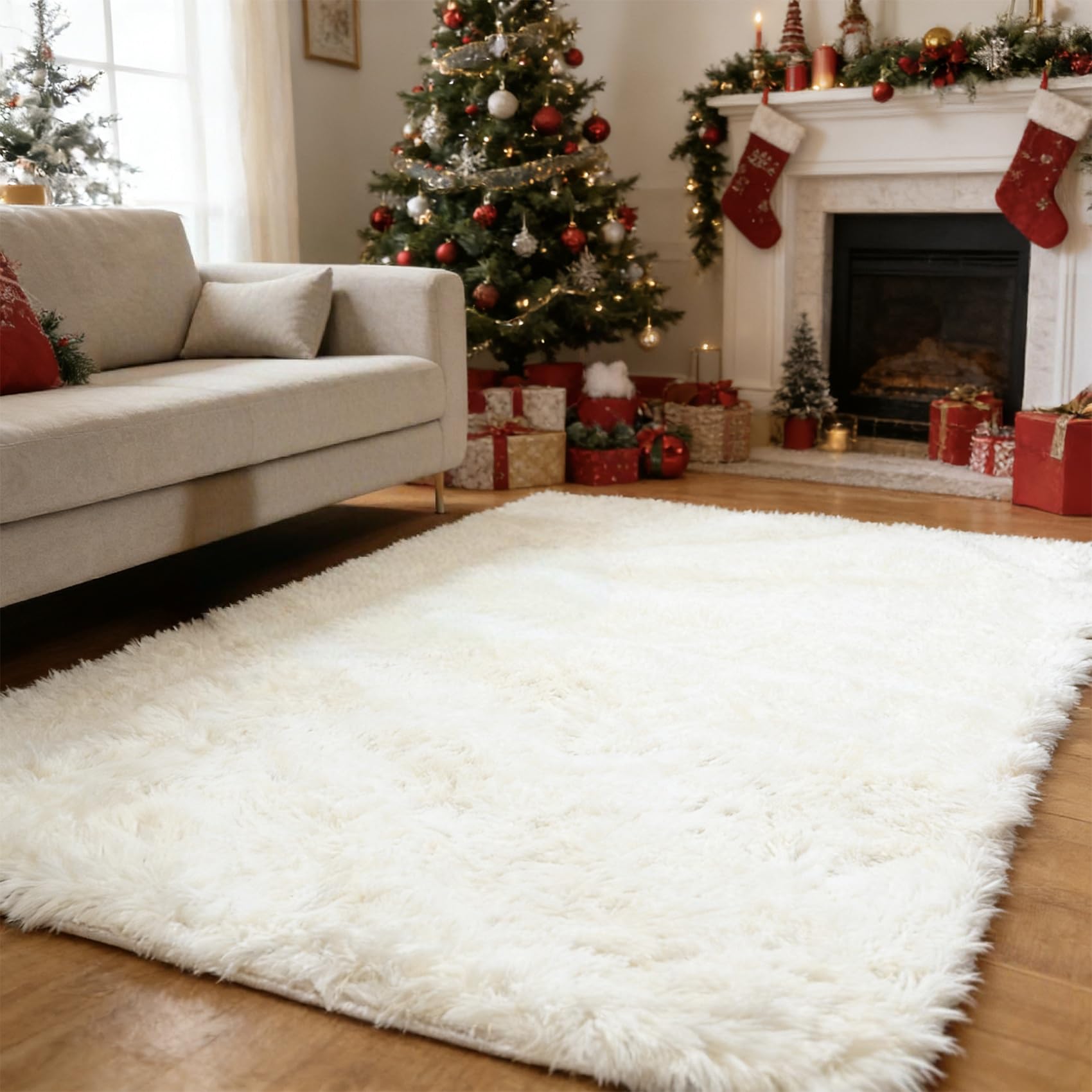 Tapis de salon élégant blanc 232x100 cm au design moderne et finitions premium