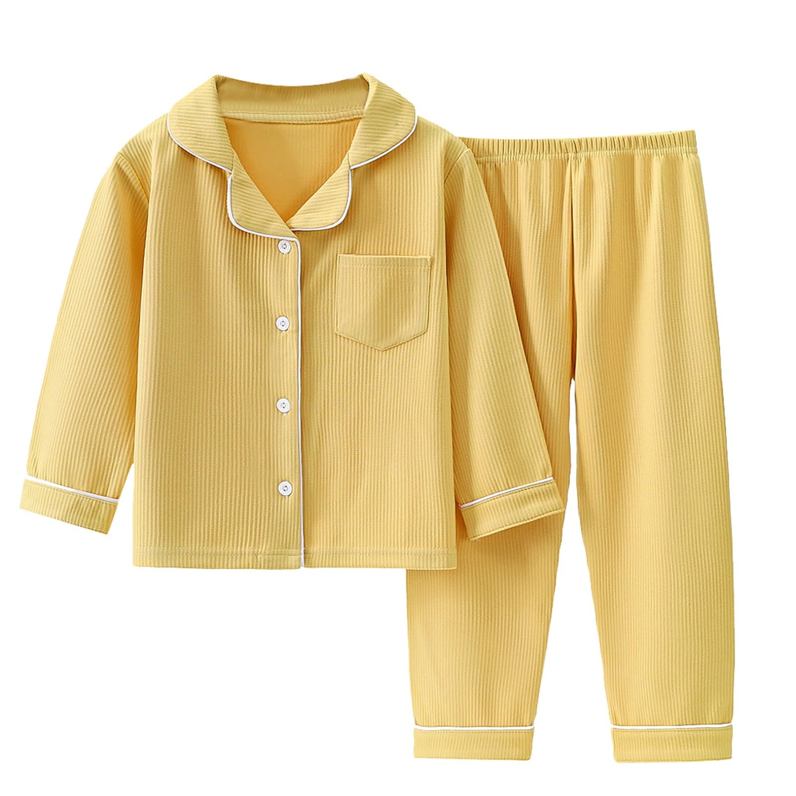 Girls Boys Fleece Pa𝗷amas Set Soft Button-Down Tops Pants Slee𝗽wear P𝗝s for Toddlers Teens Comfy Long Loun𝗴e Clothes