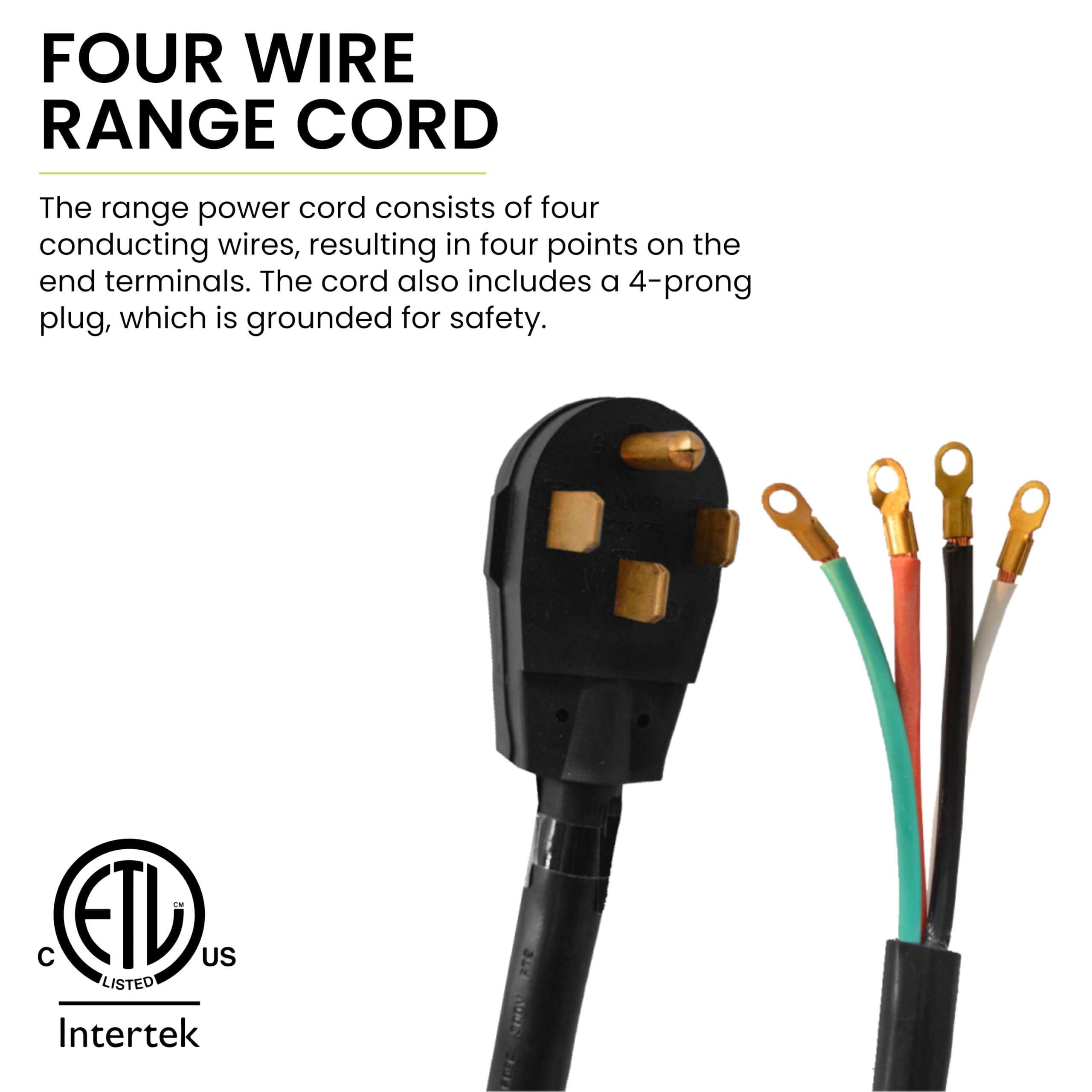 GoGreen Power GG-27206 6' 4' Wire Range Cord, 50 Amp by Go Green Power
