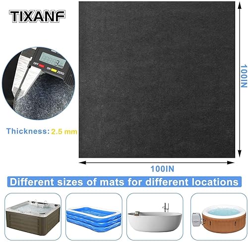 Miniatura 2 de Tapete inflable para bañera de hidromasaje de 100 x 100 pulgadas, tapete grande lavable de protección para el suelo, accesorios portátiles para