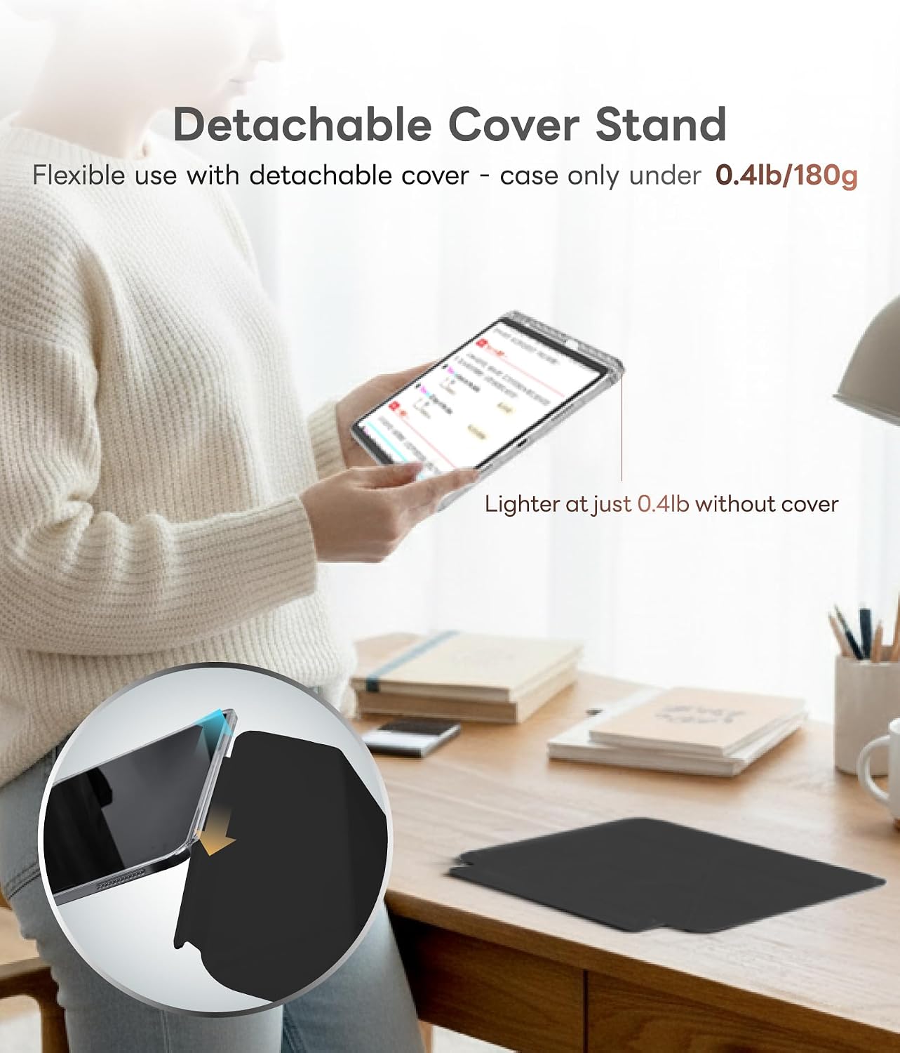 EIP Clear Case for iPad Air 11 inch M4 M3 M2 Generation, iPad Air 11” 5th, 4th Gen, Acrylic Anti-Yellowing Transparent Case, Detachable & Multi-Angle Viewing Stand with Pencil Holder, Black