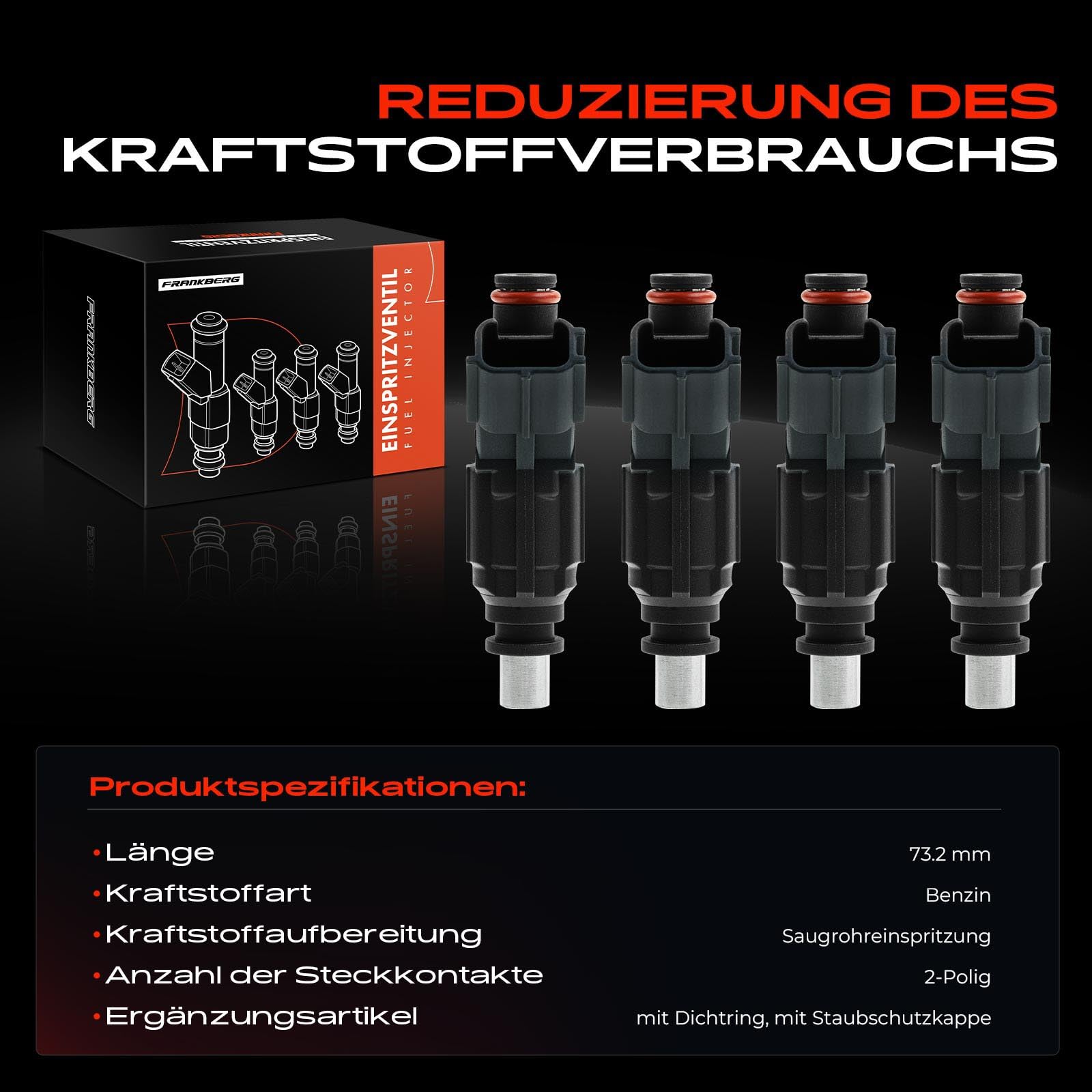 Frankberg 4 x wtryskiwacz wtryskiwaczy kompatybilny z Avensis T22 1,6 l 2000-2003 Corolla E11 1,4 l 2000-2001 Corolla Verso E12 1,6 l 2001-2004 zamiennik 0280156019