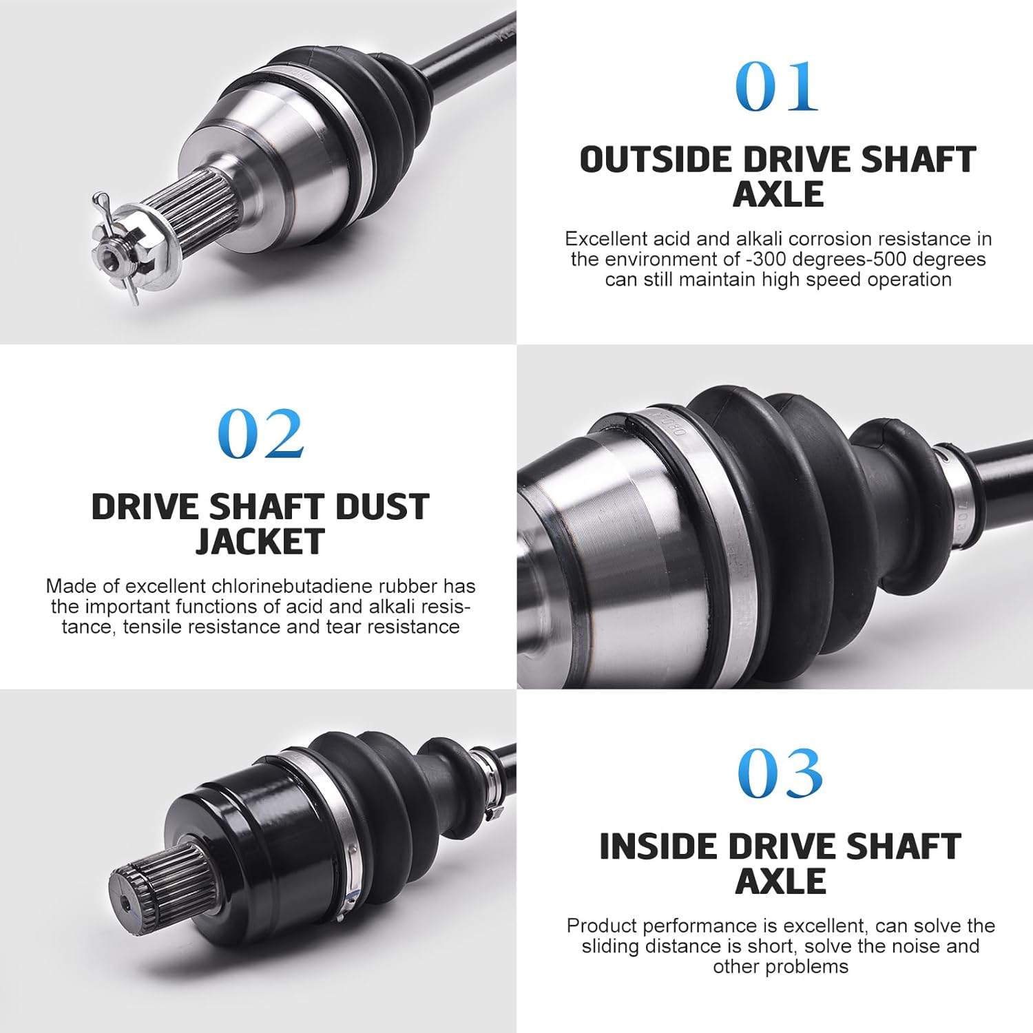 KLV Rear CV Axle Drive Shaft Compatible With 2003 2004 2005 2006 Honda TRX650 Rincon BR 2006-2021 TRX680 Rincon BR 42250-HN8-003 42350-HN8-003 42220-HN8-003