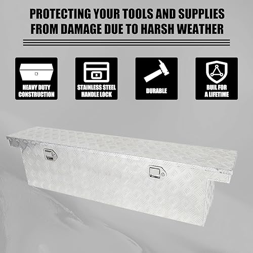 Miniatura 3 de Caja de herramientas chapada en aluminio resistente de 60 pulgadas, caja de herramientas para camioneta, caravana, remolque, caja de herramientas,