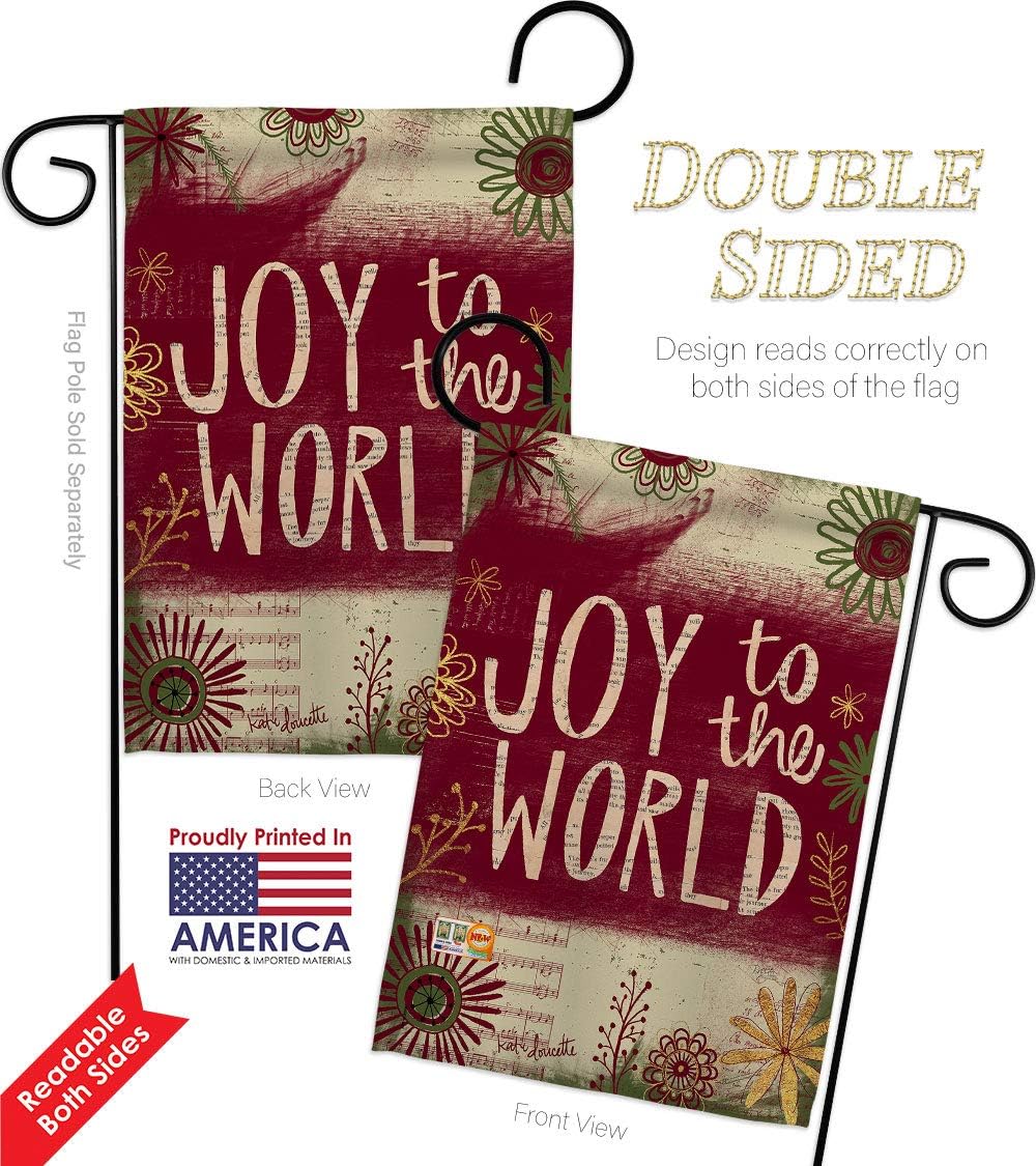 Breeze Decor G164183 Joy to The World Vertical Garden Flag, 13" x 18.5" inch, Multi-Color