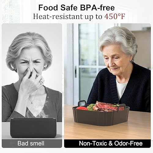 Miniatura 6 de Forros cuadrados de silicona de 8.5 pulgadas para freidora de aire, paquete de 2 forros reutilizables para freidora de aire Ninja AF141 AF142 AF181