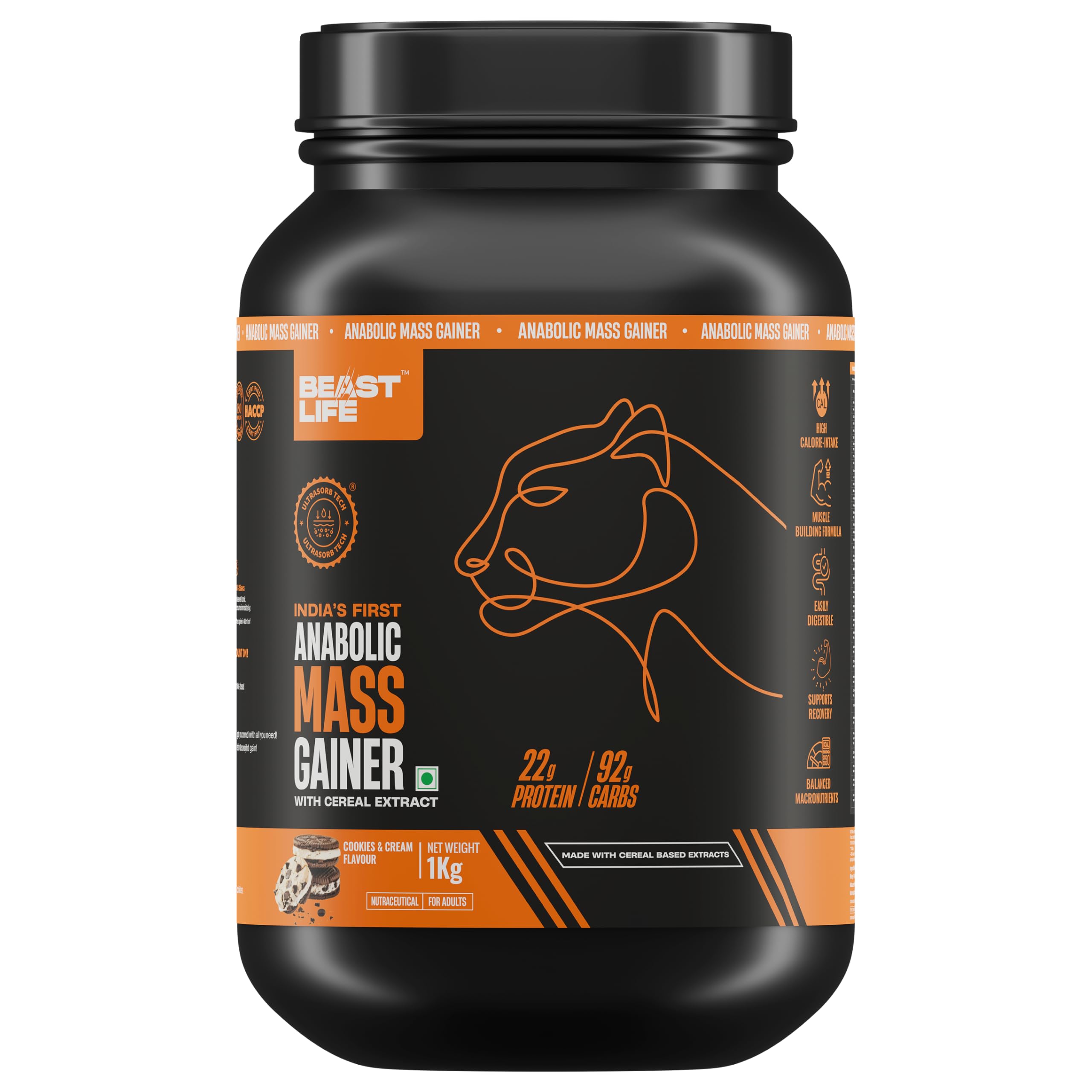 BeastLife High Protein Mass/Weight Gainer | 2.5 KG | Belgian Chocolate | NABL LAB Tested | For Muscle Gain & Fast Growth | Cereal-Based Formula, No Maltodextrin | India's #1 Cereal Based Bulk Gainer — Amazon image 22
