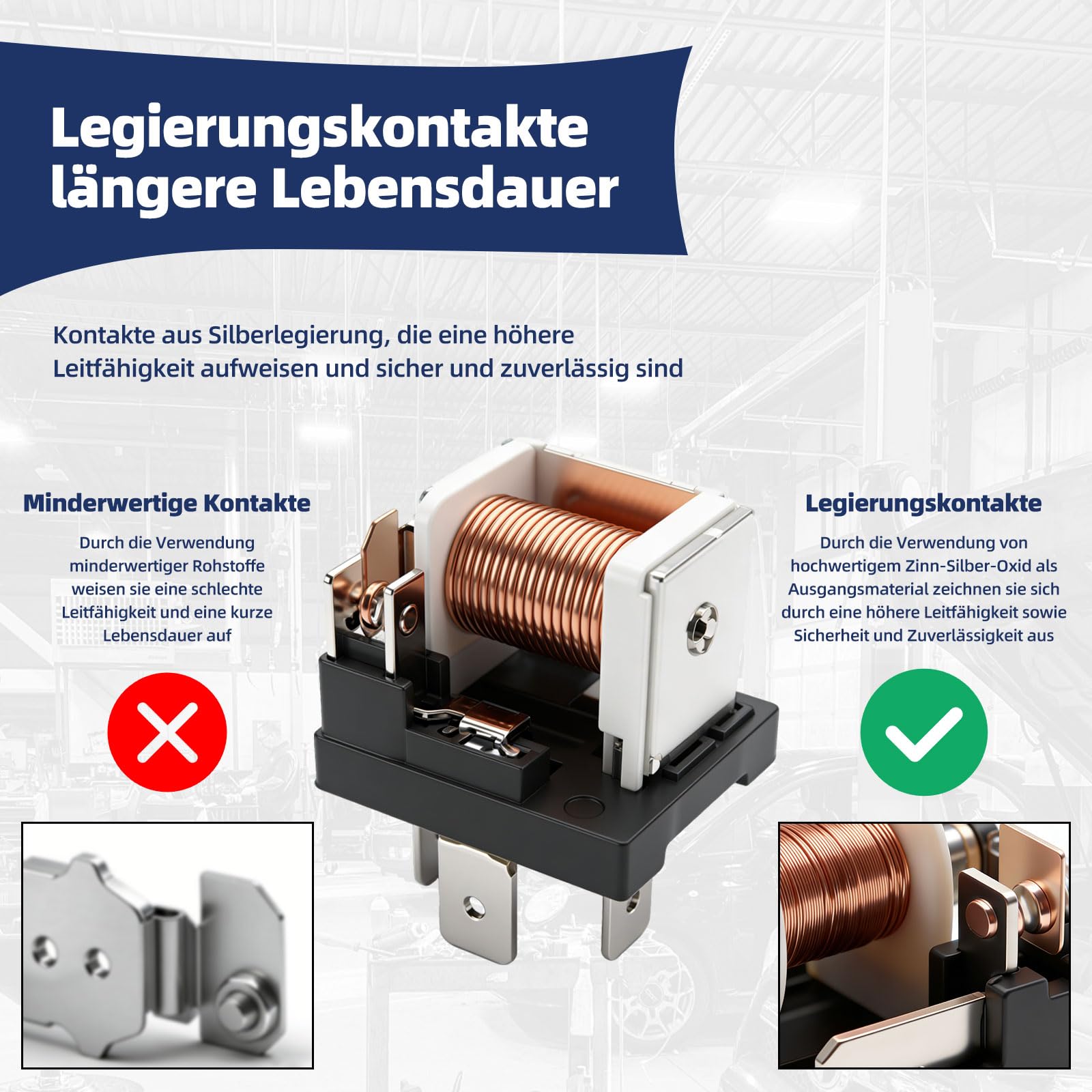 5 Stück 4-polige Relais 12V 40/30A | Kfz-Relais IP65 | Relay Mit Kabelbaum | 12AWG Hochbelastbare Verzinnte Kupferdrähte | SPST-Kfz-Relais-Set für Hupen Anlasser Kühlerlüfter