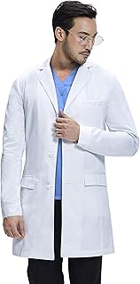 Consultation Lab Coat Men, Slim Fit, Multiple Pockets, White, 36 Inch Length