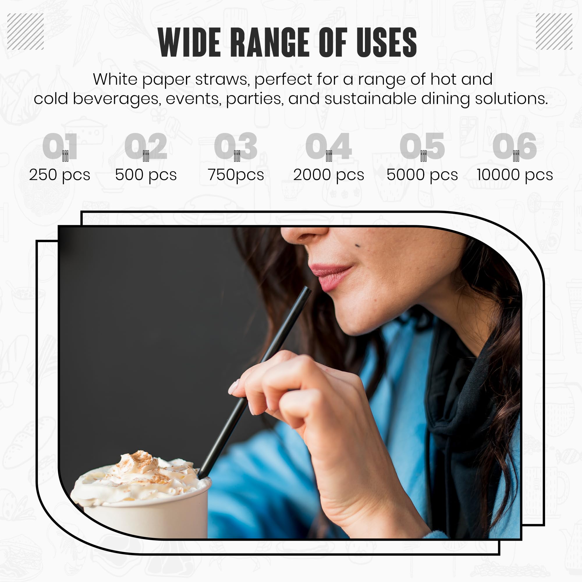 We Can Source It Ltd, Black Paper Straws (8"/200mm), Eco-Friendly, Biodegradable & Compostable - Image 4
