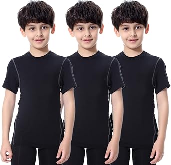 LANDUNSI 13 Pack Youth Boys Compression Shirt Athletic Short Sleeve Baseball Undershirt Soccer Sports Base Layer Top