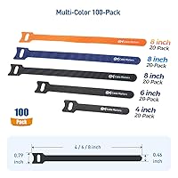 Vista 2 de Cable Matters - Paquete de 100 bridas reutilizables con cierre de contacto de velcro para organizar cables, multicolores, resistentes a 42 lbs