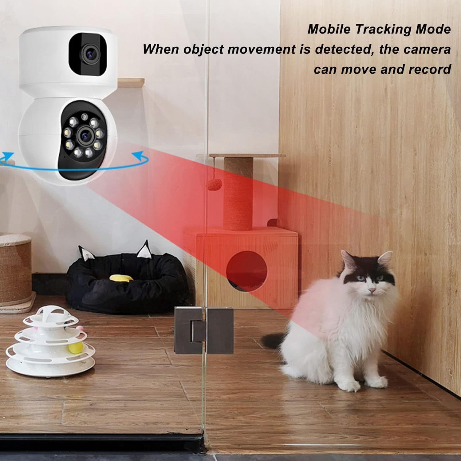 FAVONE Dual Lens Smart CCTV Camera WiFi IP Home Security Camera Double Side View Rotating Pan & Tilt, 2 Way Talk Auto Tracking Motion Detection Indoor CCTV IP Camera 3