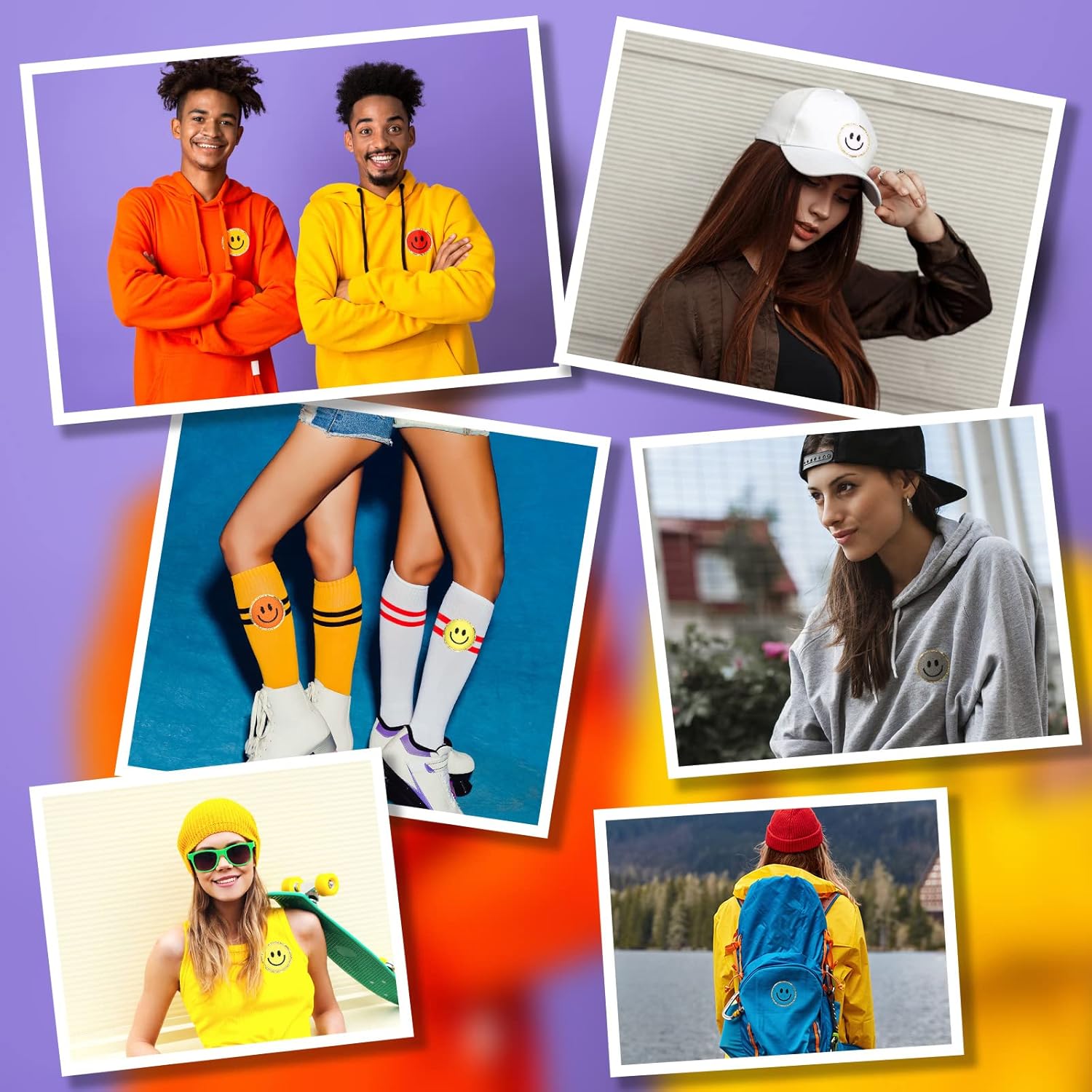 24 Pcs Smile Face Patch Iron on Patches 2 Inch Chenille Cute Preppy Happy Face Patches Glitter Heat Sequins Applique for Backpacks Hats Clothes Jackets Decorative DIY Craft - Image 6