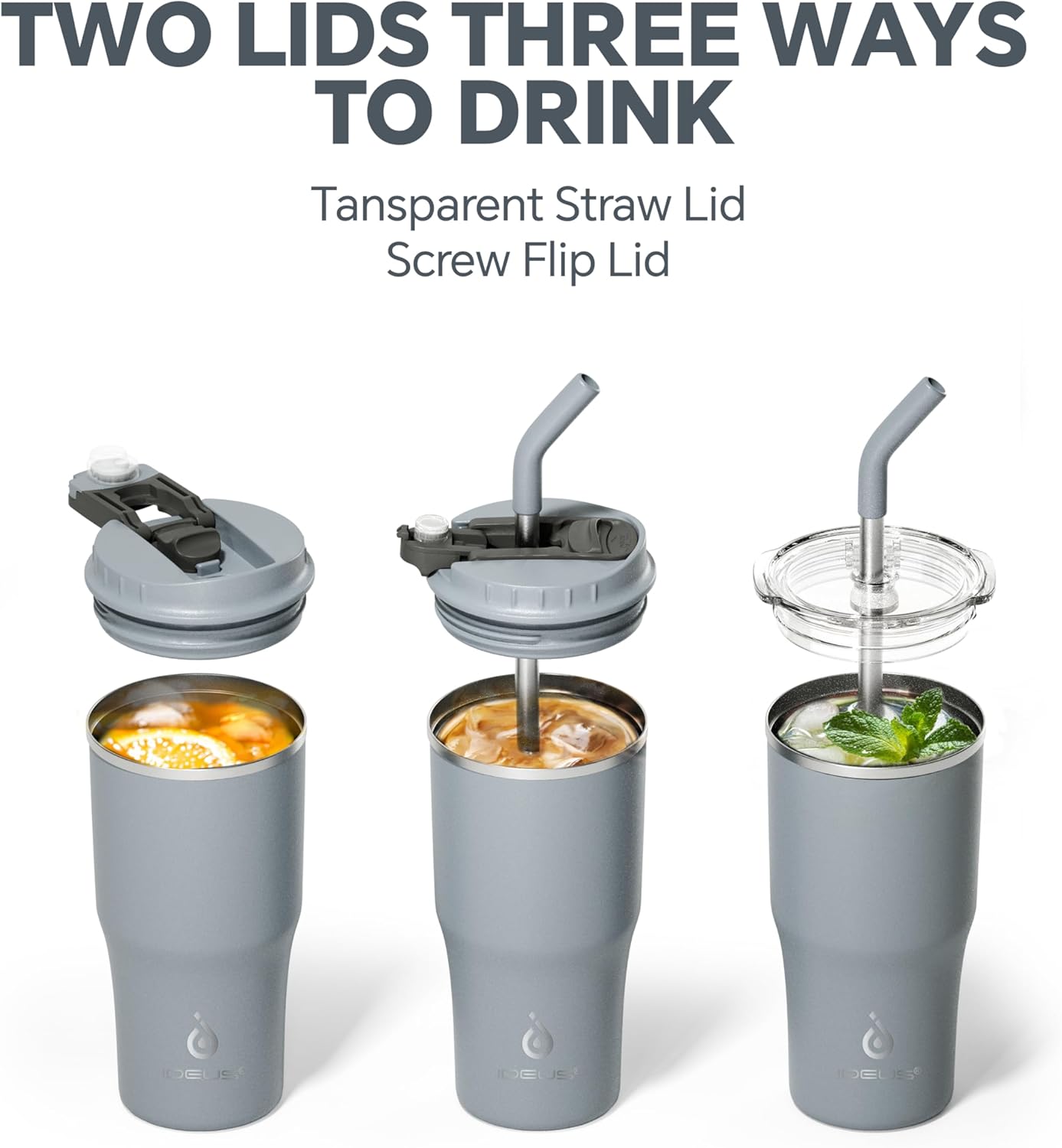 Ideus Insulated Tumbler with Lid and Straw 18 oz, Stainless Steel Double-Wall Vacuum Leak-Proof Travel Coffee Mug, Cup Holder Friendly, Ultimate Gray - Image 4