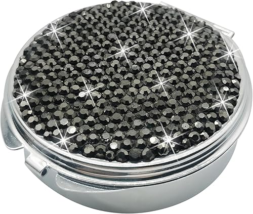 Miniatura 1 de Pastillero brillante para monedero, contenedor de vitaminas, pastillero de bolsillo, organizador redondo de medicamentos para vitaminas, aceites de