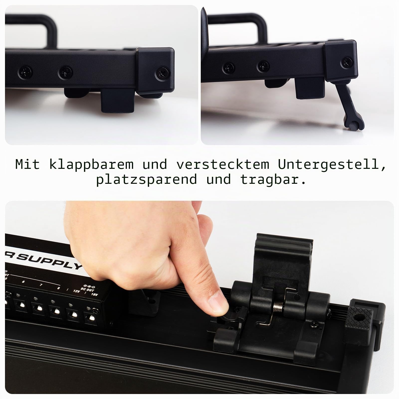 GUITTO Gitarrenpedalboard, sicheres Clip-on-Design aus Aluminiumlegierung mit Tragetasche, kein Klebstoff für Effektpedale erforderlich, für Auftritte und Proben, GPB-01 Small
