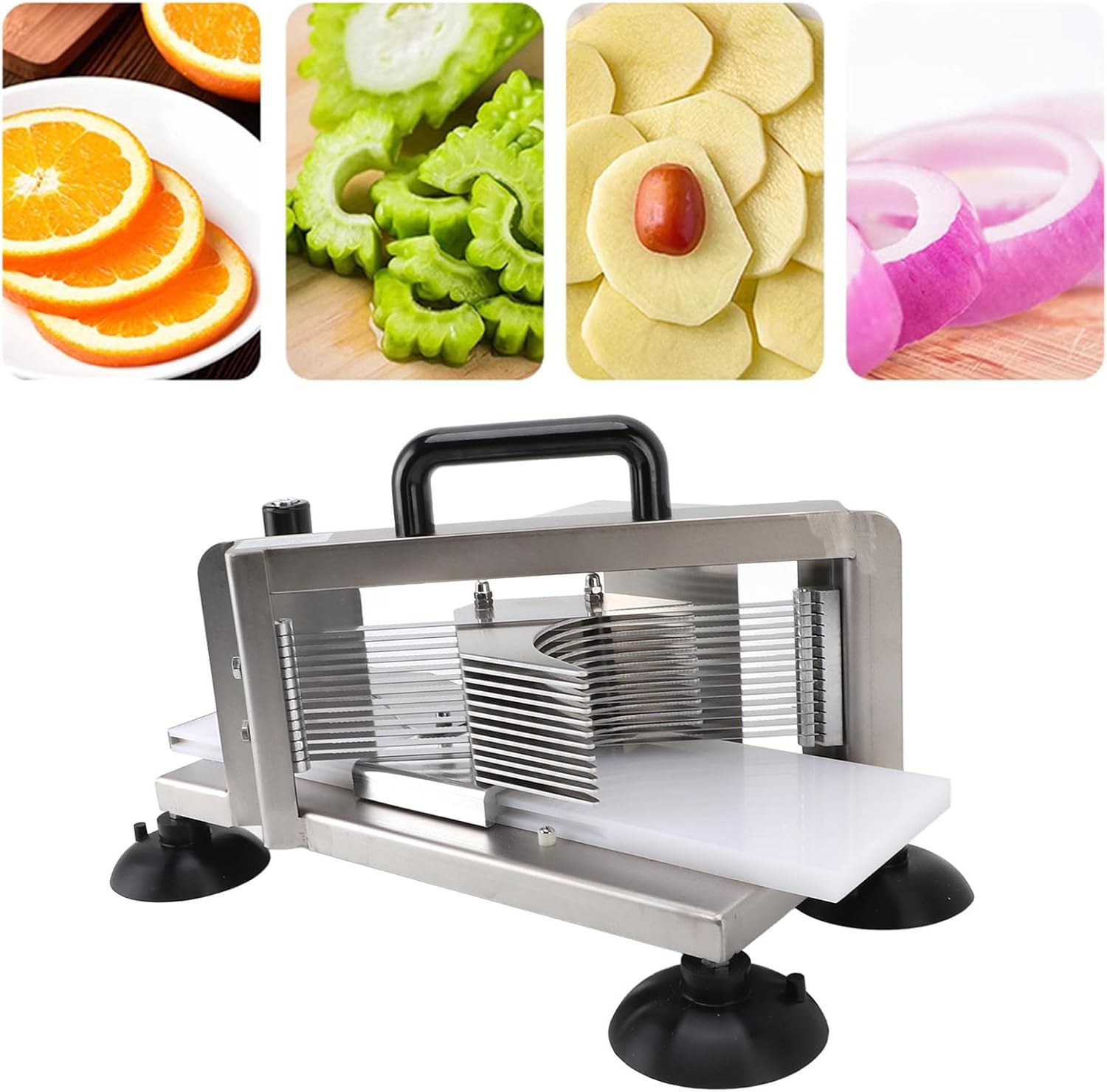 Tomato Cutter, Removable Blade Tomato Machine Stainless Steel Prevent Slipping Base Compact Labor Saving for Vegetables for Fruits (3/8)