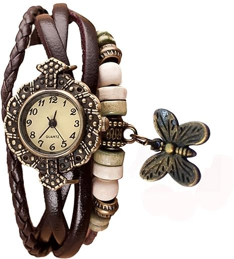 SPINOZA Women Fancy & Stylist Hand Watch Dial Colour Off White Bezel Material Metal Case Shape Round Band Material Leather Wrist Watch-(PO1).(P_C_B_9040) (Brown)