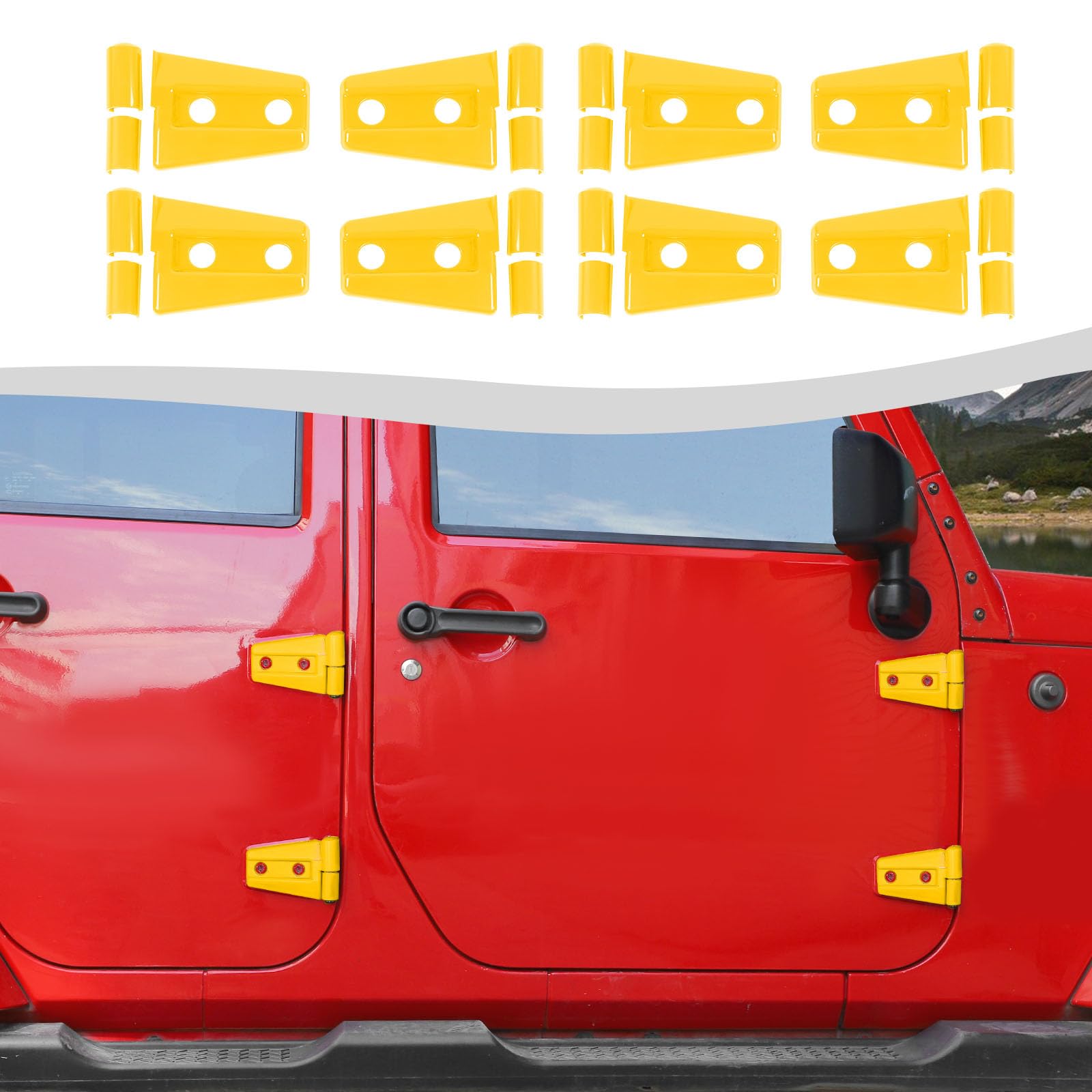 Charnières de porte en ABS jaune haute finition pour Jeep Wrangler JK JKU