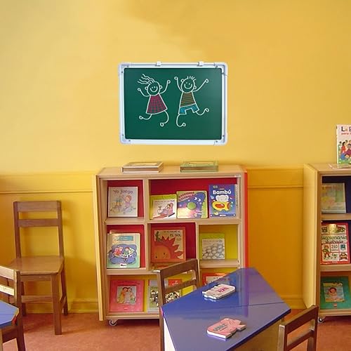 Miniatura 5 de Pizarra blanca de borrado en seco y pizarra de 16 x 12 pulgadas, pequeña pizarra blanca para pared, de doble cara, portátil, para colgar, pizarra