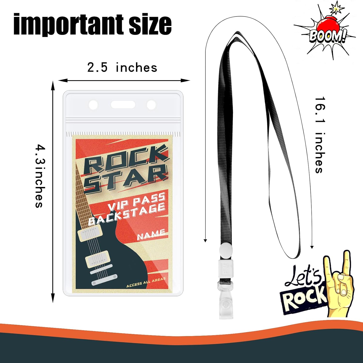 DLUGOPIS 10 Pices rock star party Badge Music Party Decorations Lanyards Rock and Roll Supplies Theme for Party Decoration image 2