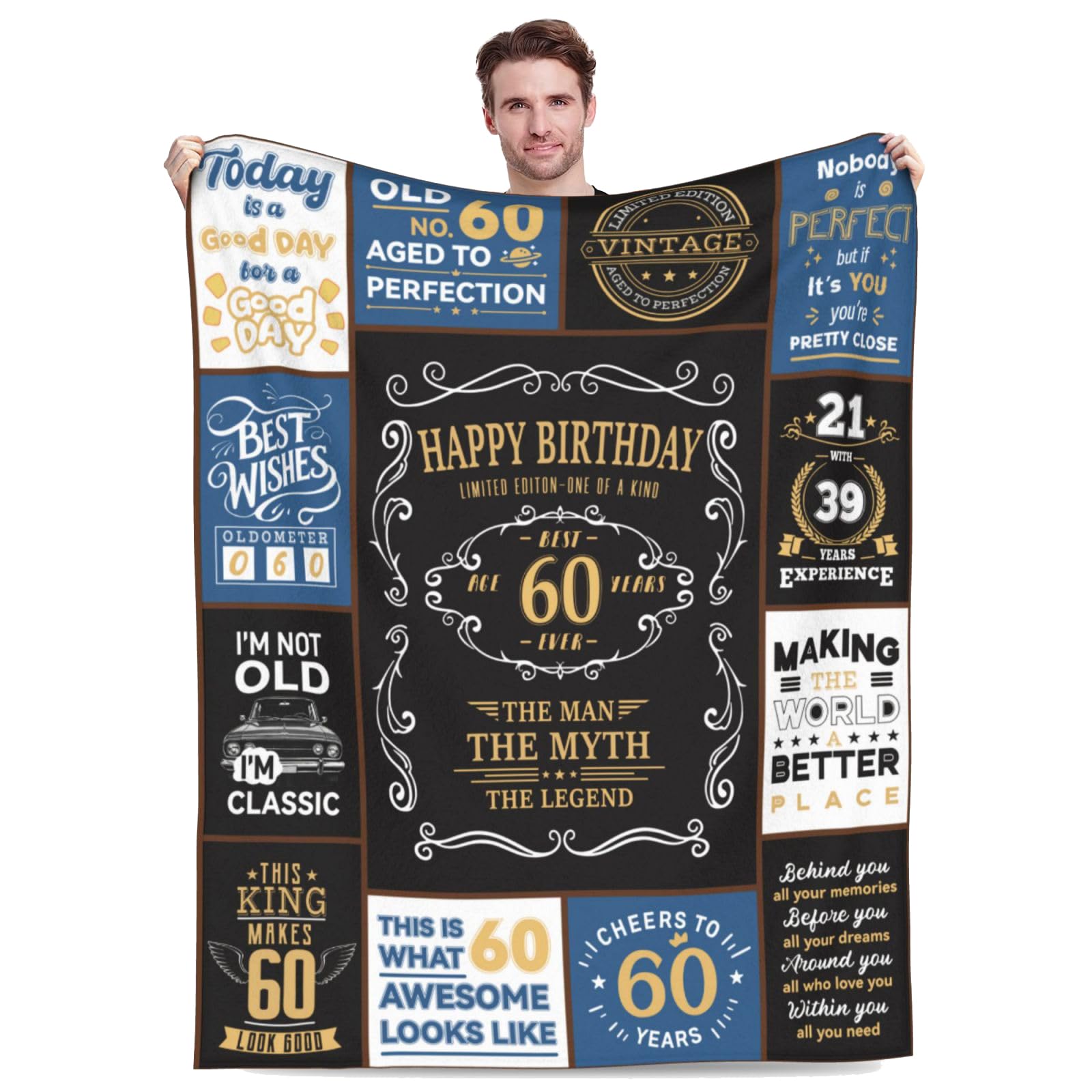 60th Birthday Gifts for Men, 1966 Birthday Gift for Him | 60 Year Old Blanket 50"x60", Christmas Fathers Day Blanket for Dad Papa Grandpa Husband Uncle-image-17