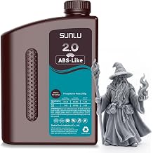 SUNLU ABS-Like 3D Printer Resin 2.0 2KG, Smooth Matte Surface, Perfect for high-Detail Models, 405nm UV Photopolymer Resin, Non-Brittle & Low Odor, 2000G Grey
