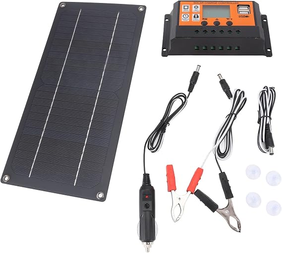 Luocute 60W Solar Panel, High Efficiency Monocrystalline Silicone Solar Panel Kit, 12V 24V Controller, RV Boat, Lightweight, Energy Saving Kit with Steady Output for Multiple Applications