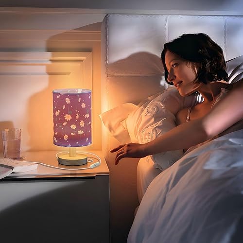 Miniatura 7 de Bedside Lamp Light Table Lamp Decor Floral Cosmos Flower Cute Purple Lamps for Reading Home lampara escritorio Simple