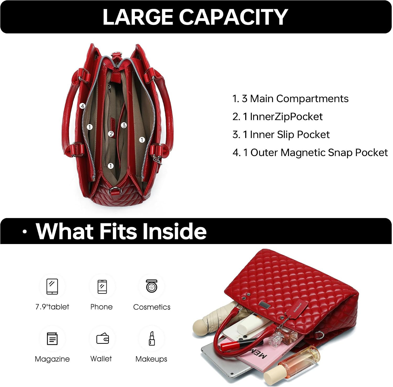 Purses and Handbags for Women Quilted Crossbody Bags for Women Classic Shoulder Satchel Bag