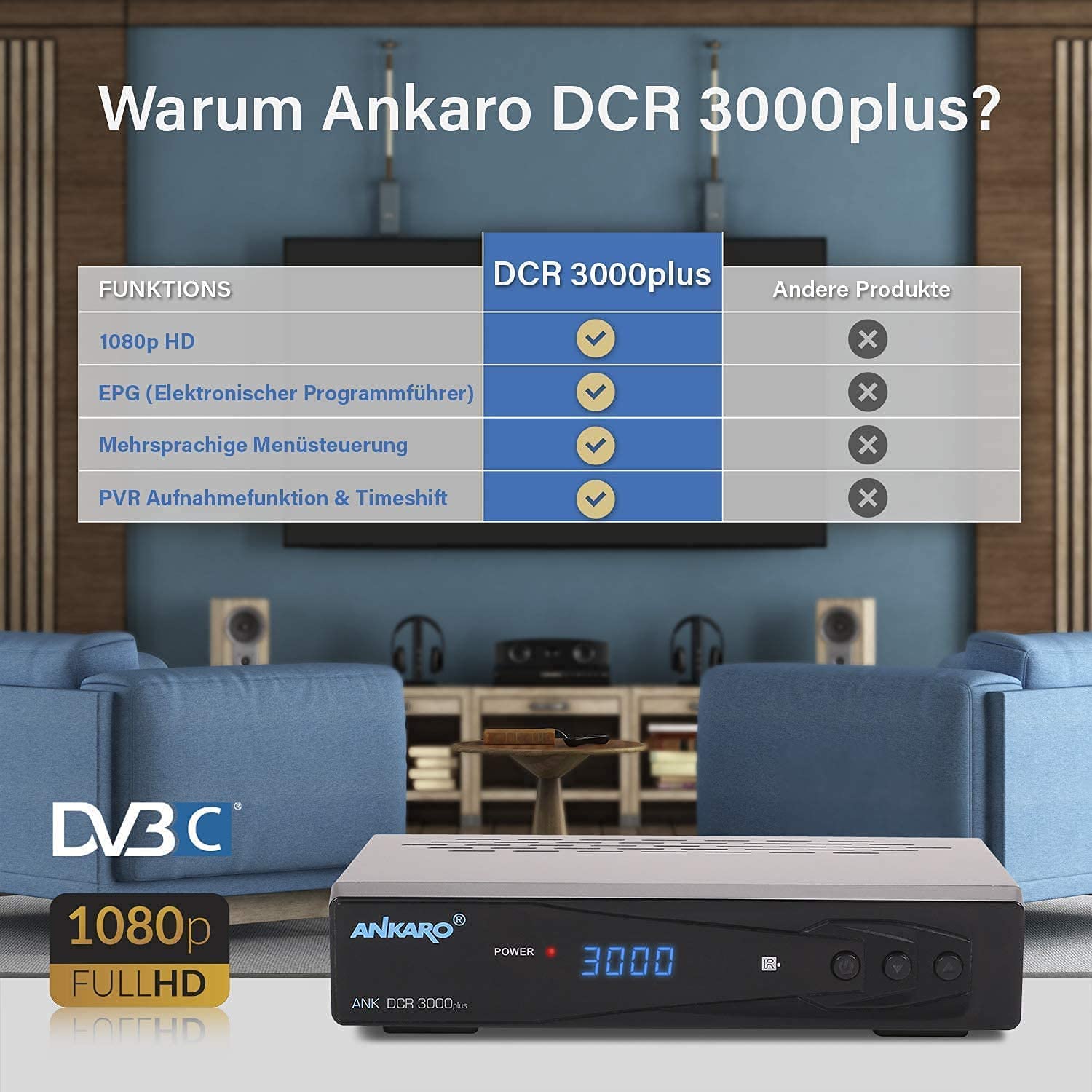 Ankaro DVB-C HDTV-ontvanger DCR 3000plus PVR - kopen bij