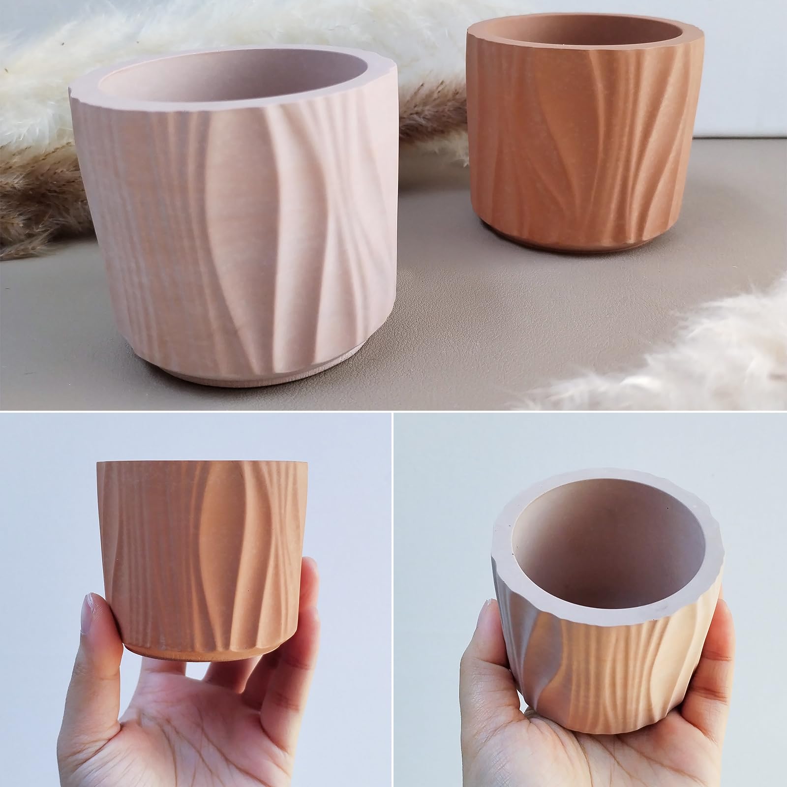 Wehous Resin Jar Mold, Wave Texture Candle Holder Silicone Molds for Epoxy Resin, Unique Storage Container Candle Vessels Jewelry Trinket Holder Plant Pot Concrete Cement Mold DIY Craft Home Decor - Image 6