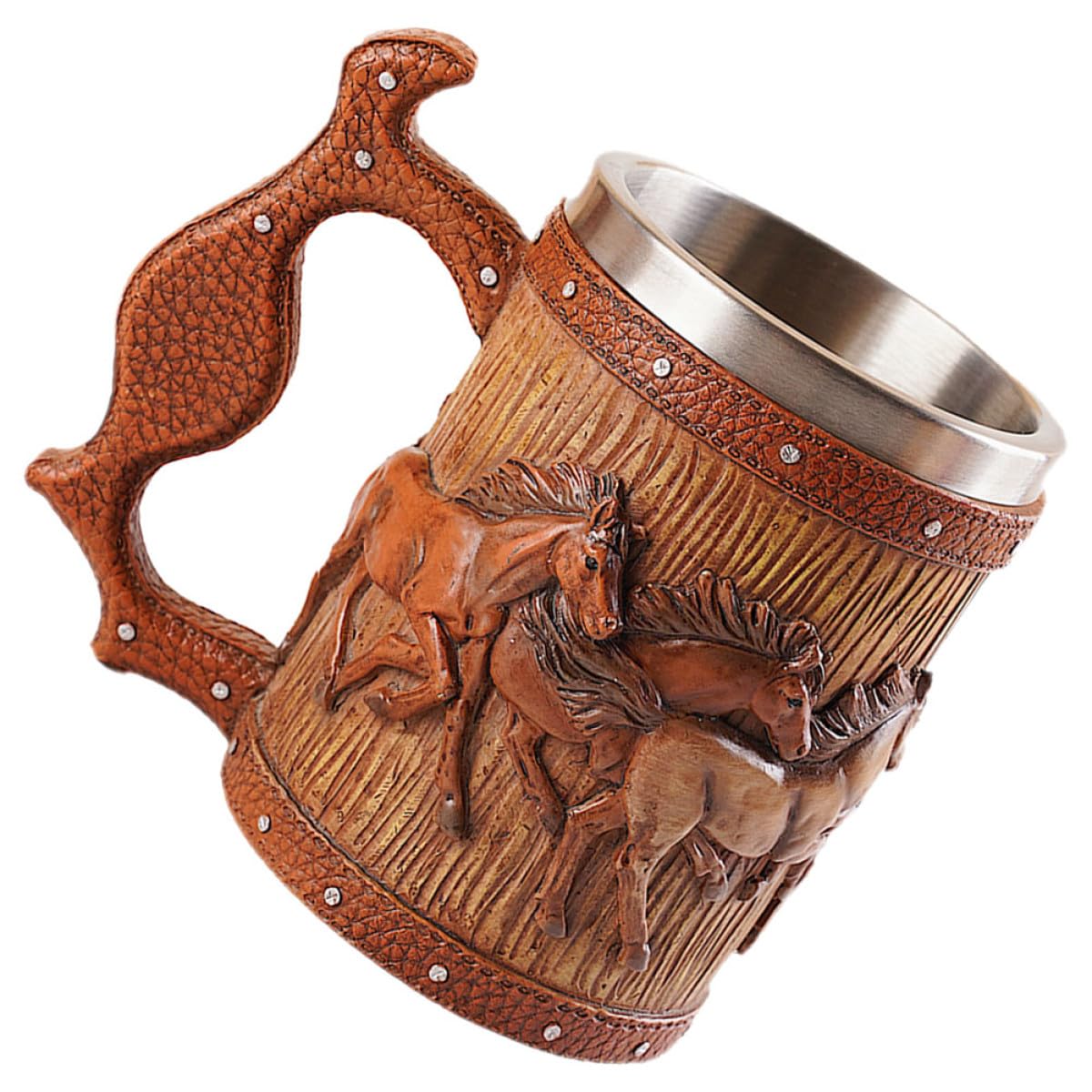 Masse à bière vintage résine motif cheval viking grand format pour bar