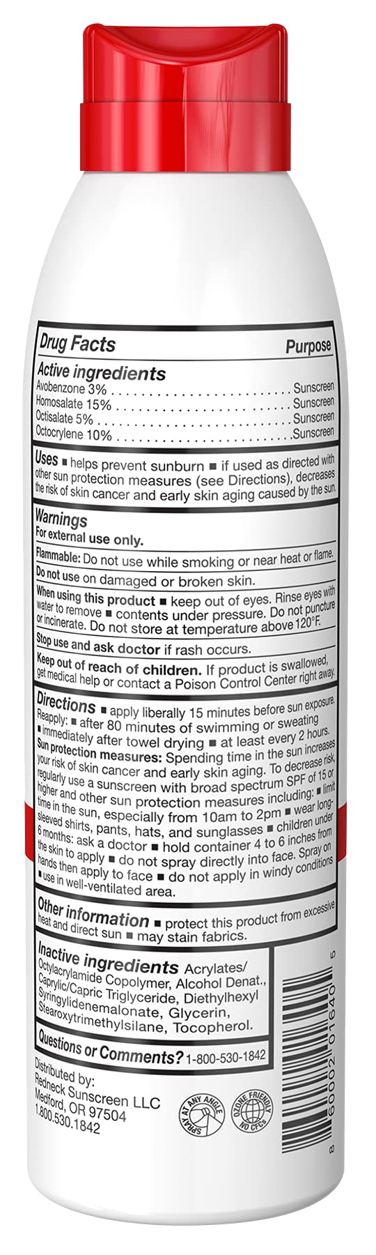 Redneck - Protezione solare, 170 ml, SPF 50, spray sportivo, resistente all'acqua e al sudore, non irritante